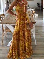 Bohemian Print Sling Sleeveless Dress