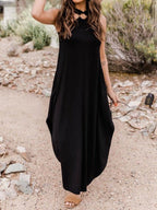 Casual Halterneck Off Shoulder Pocket Dress
