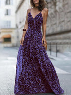 Leopard V Neck Sling Bare Back Dress