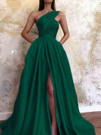 One Shoulder Sleeveless Slit Dress