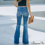 Women's Flared Patchwork Vintage Fashion Stretch High Waist Casual Slim Streetwear Wide Leg Flare Jean