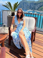 Women's Holiday Party Dresses Sexy V Neck Backless Floral Ruffle Party Dress