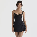 Go Your Own Way Lace Satin Mini Dress