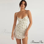 Women's Short Breasted SlimLarge Backless Sleeveless Sun Vacation Floral Dress