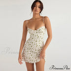 Women's Short Breasted SlimLarge Backless Sleeveless Sun Vacation Floral Dress