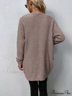 Women's Sweater New V-Neck Solid Color Loose Fit Pockets Long Cardigan