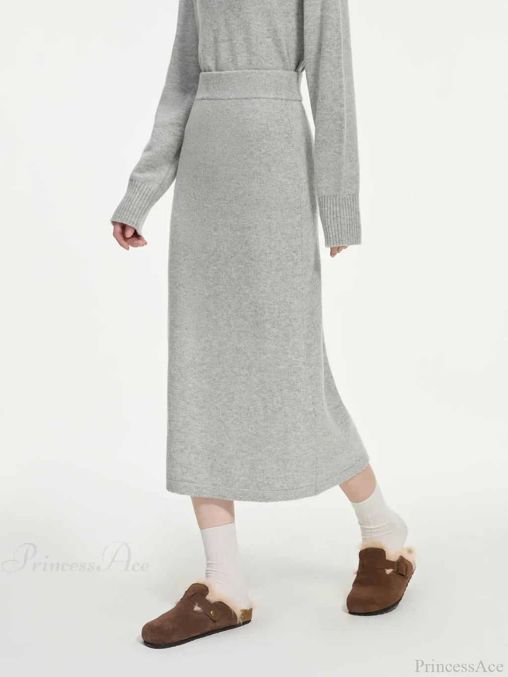 Wool Gray Turtleneck Sweater Skirt Sweater