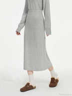 Wool Gray Turtleneck Sweater Skirt Sweater