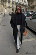 Woolen Tweed Mid Length Work Overcoat