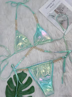 Wrap Around Metal Chains Bikini Set