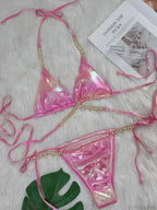 Wrap Around Metal Chains Bikini Set