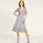 Wrap Marigold Floral Boho Dress
