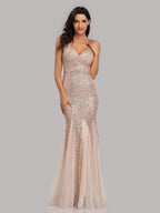 Sequin Gauze Evening Dress