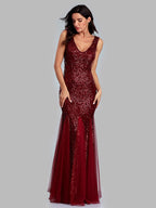 Sequin Gauze Evening Dress