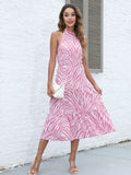 Sexy Print Halter And Strappy Dress