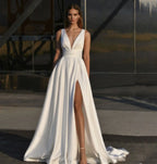 X-Neck Sleeveless Wedding Dress