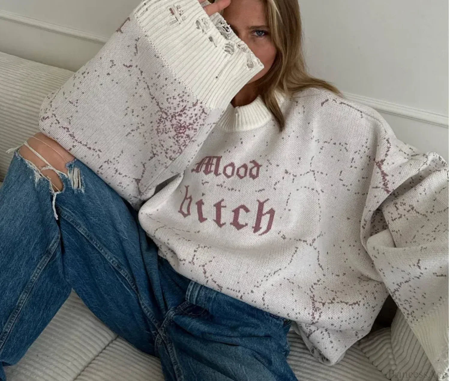 Y2K Baggy Ripped Knit Sweater