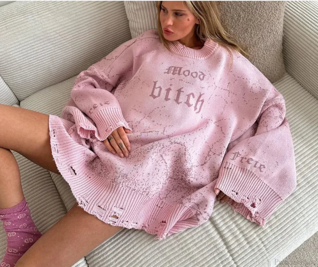 Y2K Baggy Ripped Knit Sweater