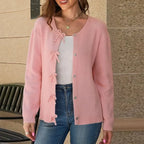Y2K Bow Front Round Neck Cardigan
