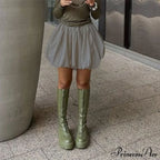 Y2K Bubble Pleated Hem A Line Mini Skirt