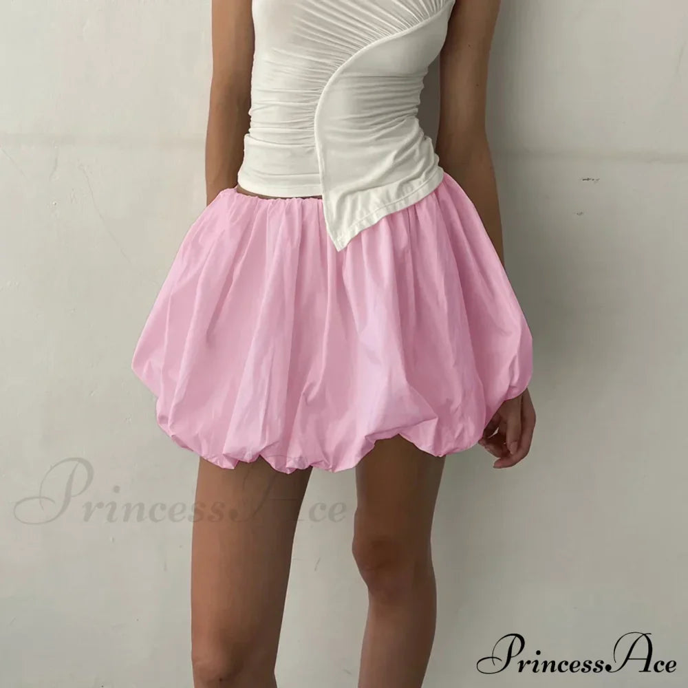 Y2K Bubble Pleated Hem A Line Mini Skirt