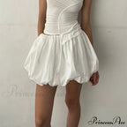 Y2K Bubble Pleated Hem A Line Mini Skirt