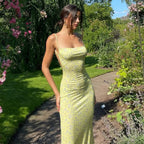 Y2K Floral Print Spaghetti Strap Backless Summer Floral Dress