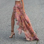 Y2K Floral Printed Low Waist Lace Holiday Skirt
