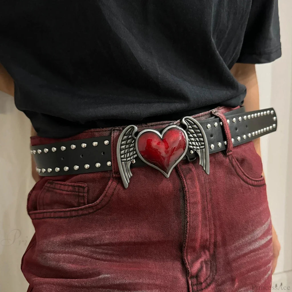Y2K Genderless Gothic Crimson Heart Strap