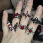 Y2K Gothic Animal Spider Crimson Crystal Ring