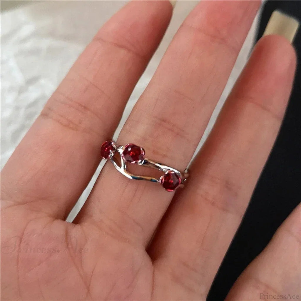 Y2K Gothic Animal Spider Crimson Crystal Ring