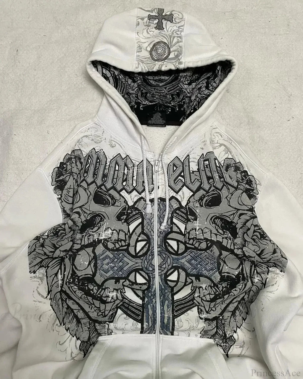 Y2K Gothic Skull Zipper Hoodie