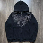 Y2K Gothic Skull Zipper Hoodie