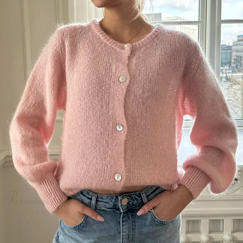 Y2K Long Sleeve Pullover Knit Casual Cardigan