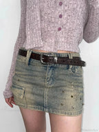 Y2K Mysterious Ivory Jeans Waist Strap