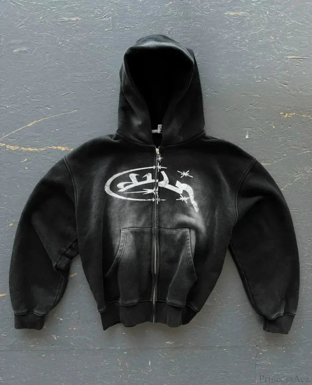 Y2K Mysterious Needlework Zipper Hoodie