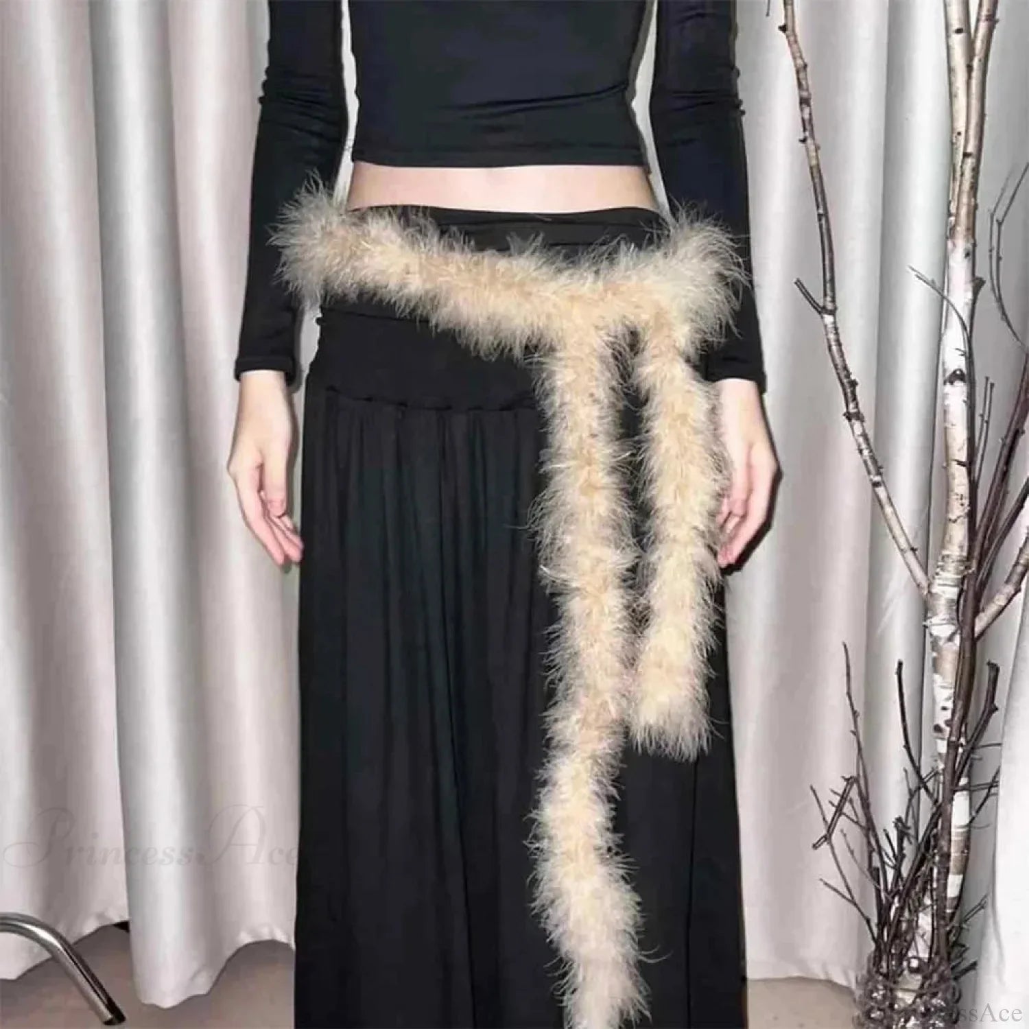 Y2K Mysterious Rebellious Furry Plush Waist Chain Belt
