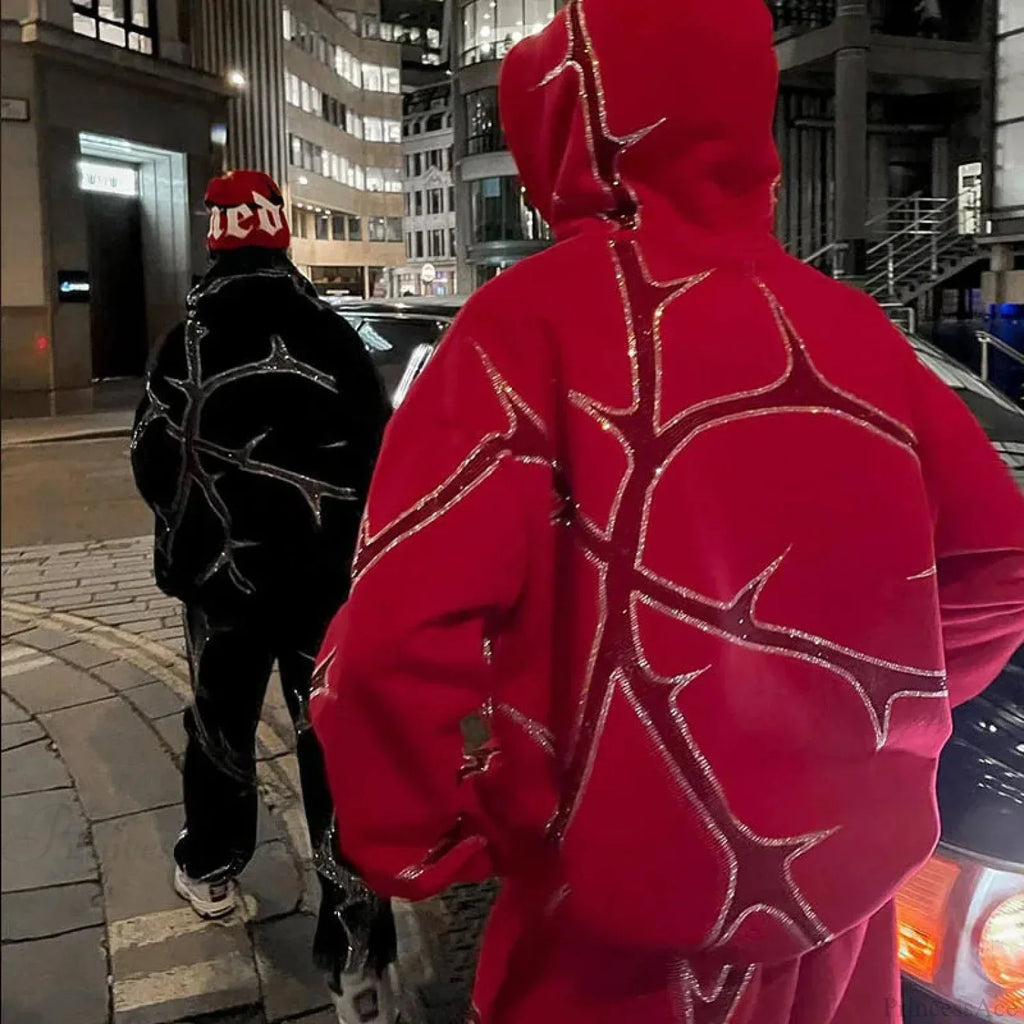 Y2K Mysterious Rhinestone Zipper Hoodie