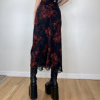 Y2K Retro Floral Printed High Waist Ruffled Women's Long Skirt