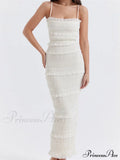 Y2K Ruched Sleeveless Strap Sling for Women Ruffles Square Neck Low Cut Back Split Female Vestidos