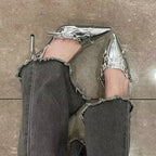 Y2K Silver Rebel Gothic Pointed Toe Tall Heel
