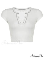 Y2k Striped White Knitted Crop Top