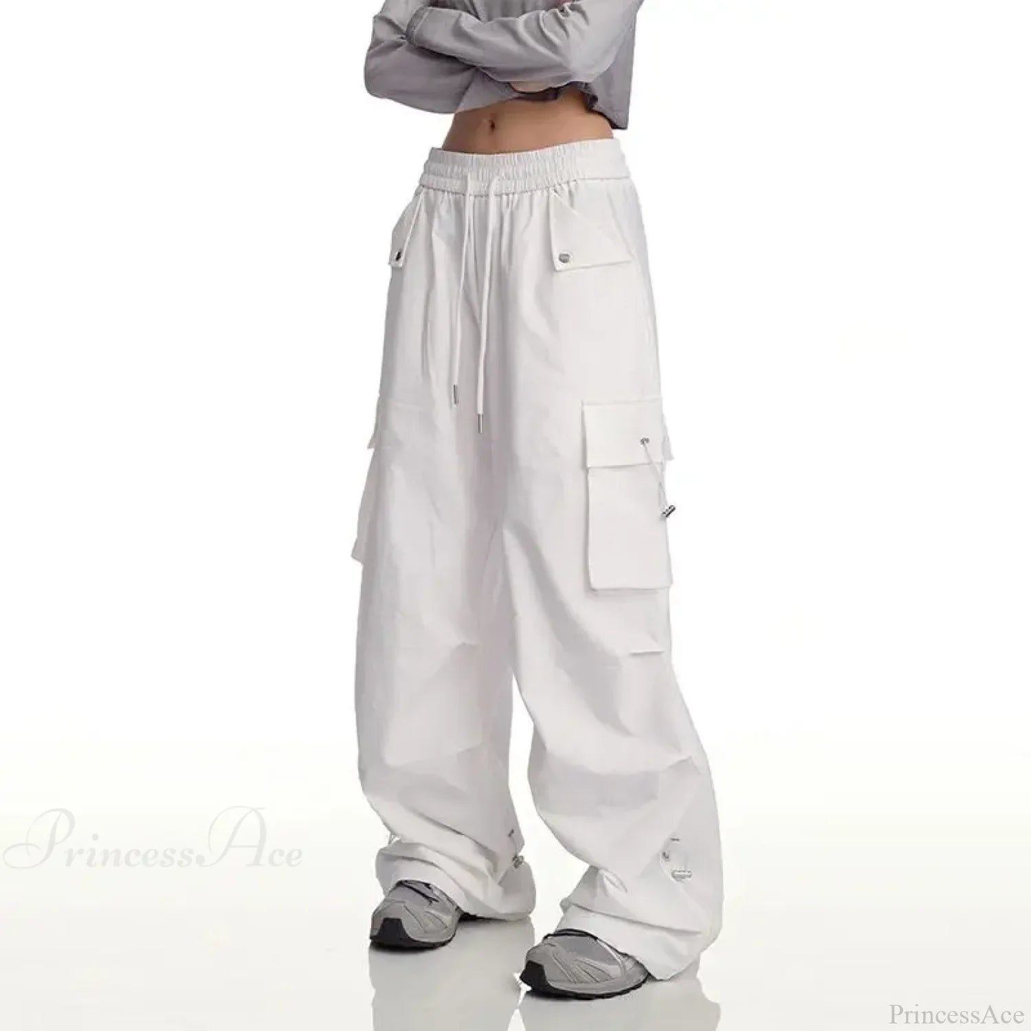 Y2K White Cargo Baggy Pants