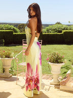 Yellow Backless Vacation Dress