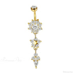 Yellow CZ Butterfly Heart Gothic Belly Ring