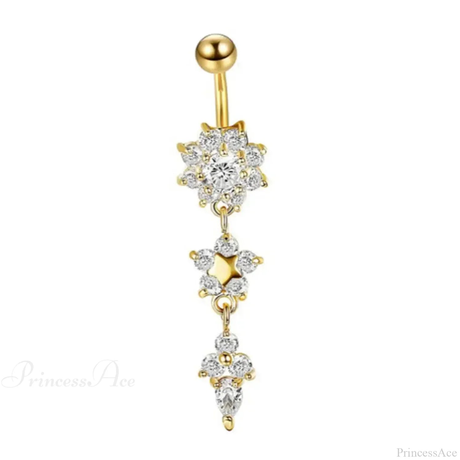 Yellow CZ Butterfly Heart Gothic Belly Ring