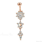 Yellow CZ Butterfly Heart Gothic Belly Ring