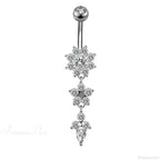 Yellow CZ Butterfly Heart Gothic Belly Ring