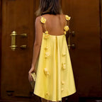 Yellow Rose Satin Mini Dress