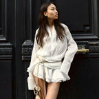 Chic Elegance Pleated Shirt Mini Dress